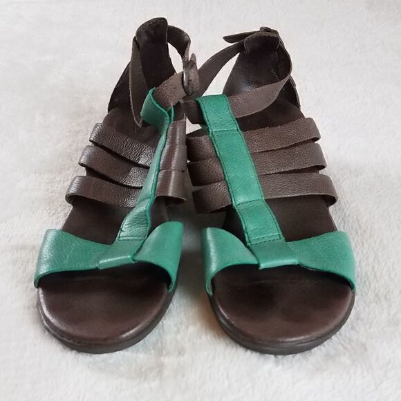 Keen Victoria Strappy Brown Turquoise Wedge Sandals - Picture 1 of 11